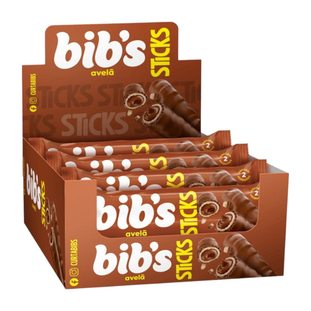 Chocolate Bibs Sticks Avelã 464G (16X29G)